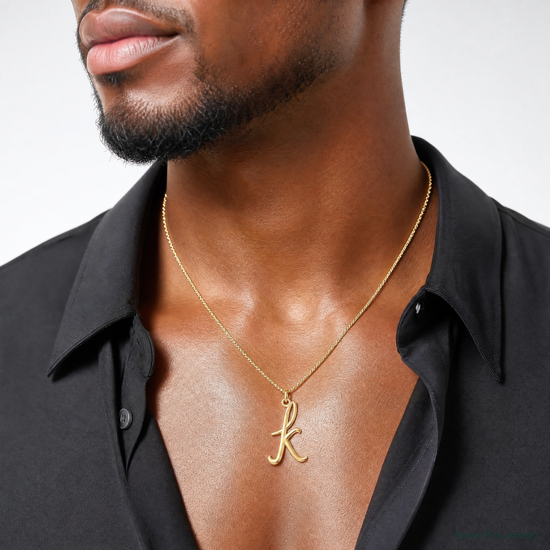 14k Yellow Gold Letter K Initial Charm - Model Shot