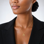 14k Yellow Gold Letter M Initial Charm - Model Shot