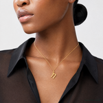14k Yellow Gold Letter N Initial Charm - Model Shot