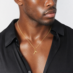 14k Yellow Gold Letter R Initial Charm - Model Shot