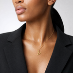 14k Yellow Gold Letter V Initial Charm - Model Shot