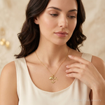 14K Polished Heart Cross Anchor Pendant - Model Shot