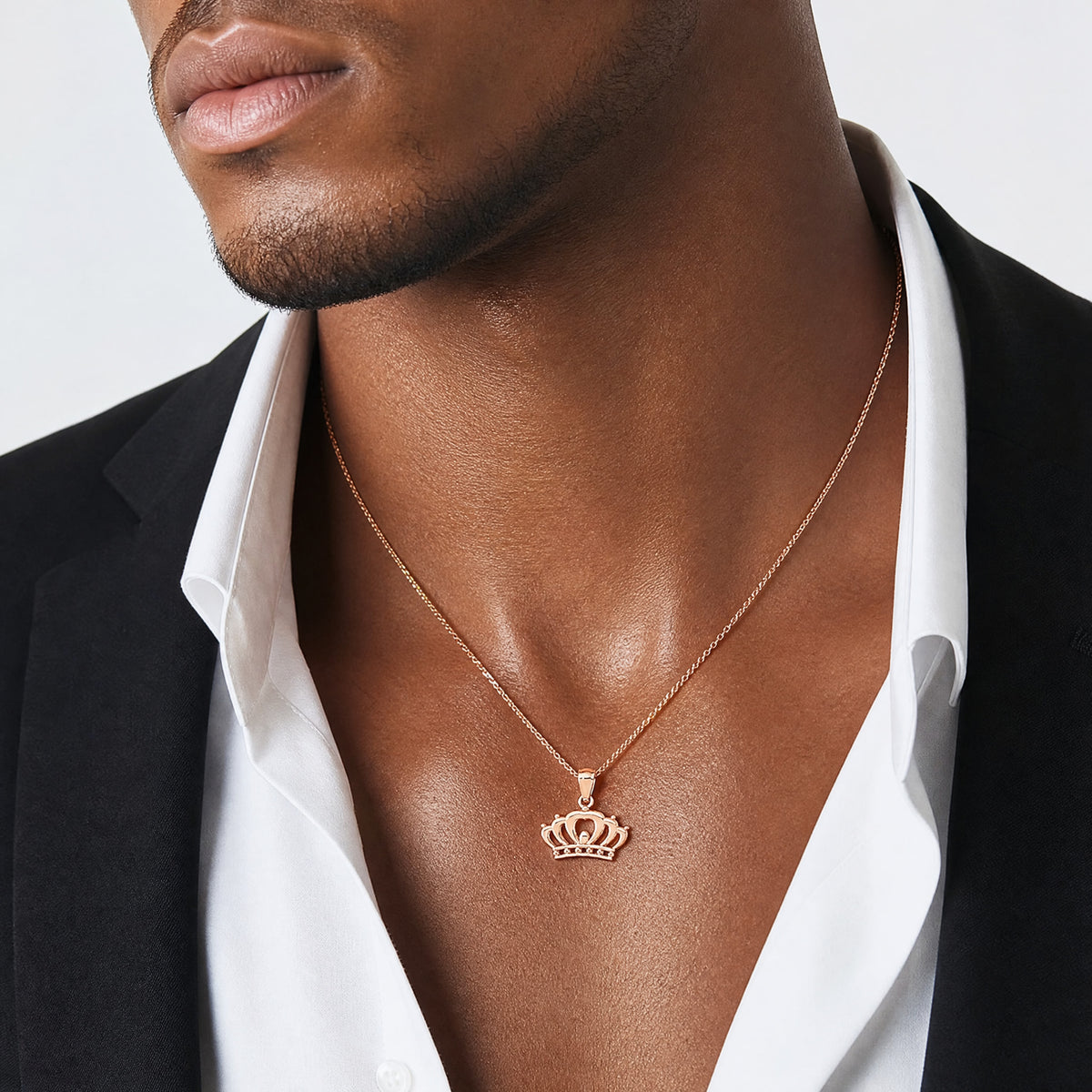 14k Rose Gold Crown Pendant - Model Shot