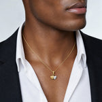 14K w/White Rhodium Double Heart Pendant - Model Shot