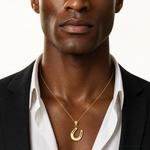 14k Gold Polished Horseshoe Pendant - Model Shot