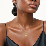 14k Gold Polished HOPE Ribbon Pendant - Model Shot