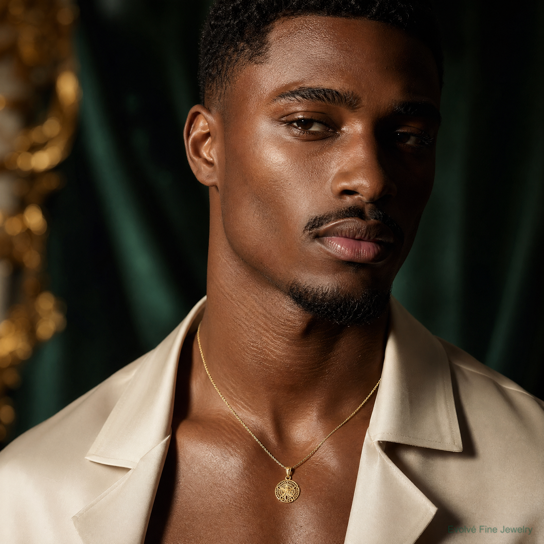 14k Gold Polished Filigree Sand Dollar Pendant - Model Shot