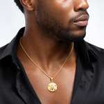 14K Gold Polished and Textured Sand Dollar Pendant - Model Shot