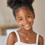 14k Childrens Heart with Pawprints Pendant - Model Shot