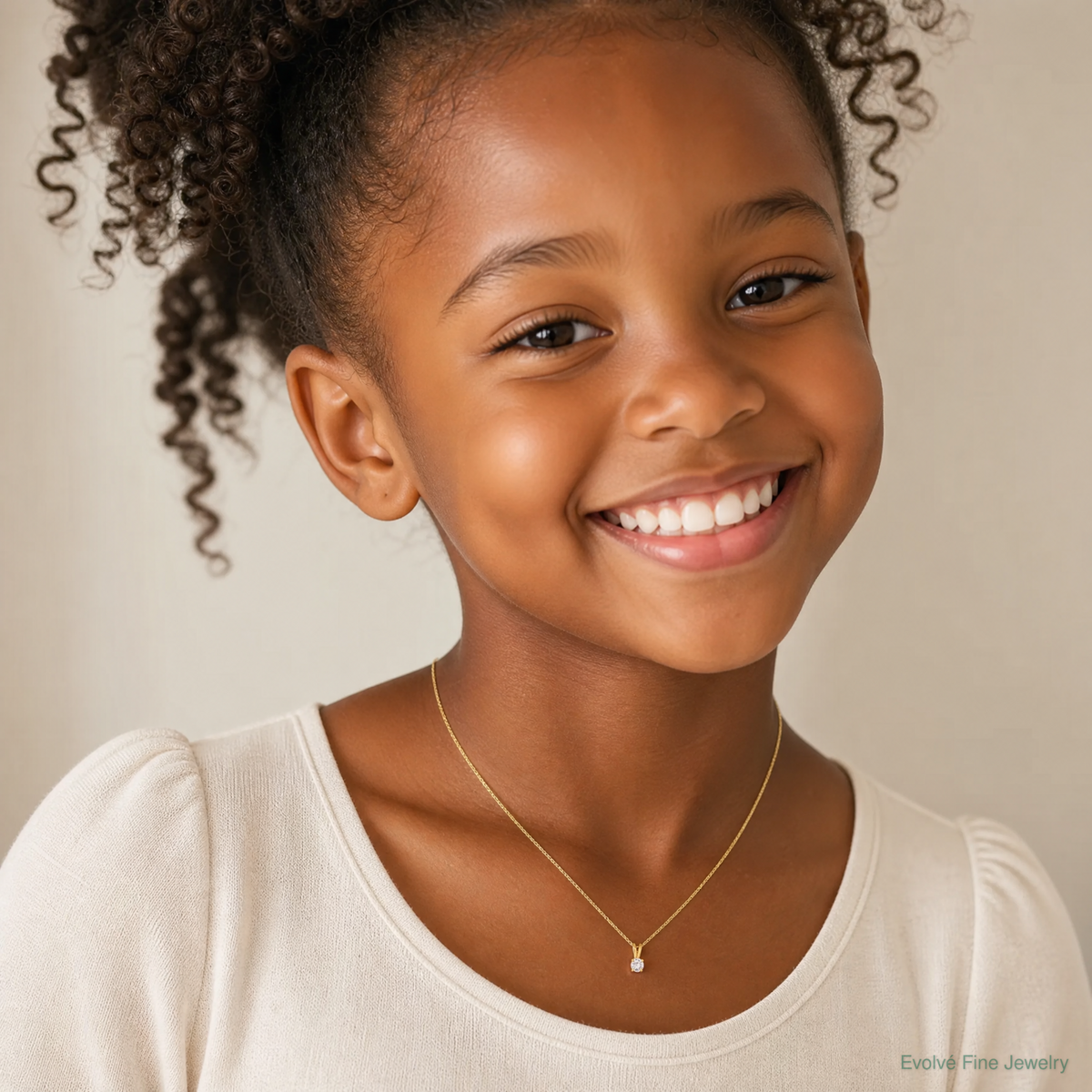 14k Childrens Tiny CZ Pendant - Model Shot