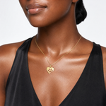 14K Polished Heart w/Paw Print Pendant - Model Shot