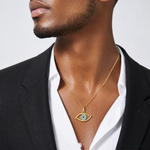 14K Blue CZ Eye Pendant - Model Shot