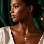 14K Two-tone Crucifix Pendant - Model Shot