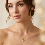14k Polished Puffed Heart Pendant - Model Shot