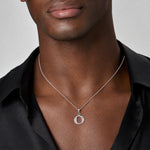 14K White Gold Diamond Letter O Initial Pendant - Model Shot