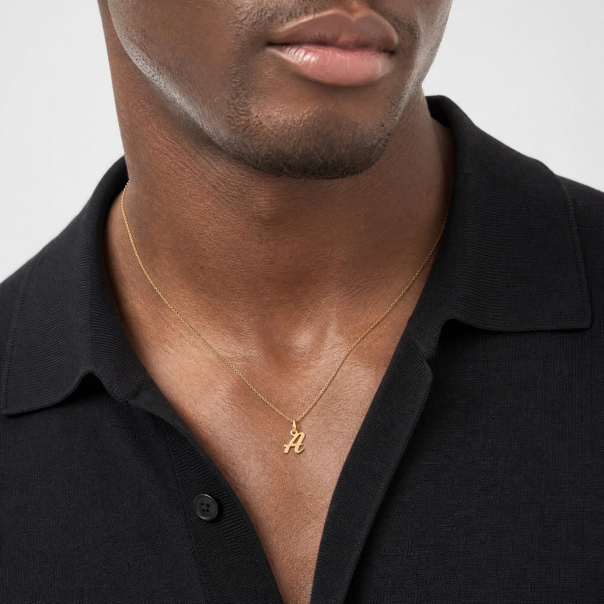 14K Small Script Letter A Initial Charm - Model Shot