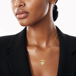 14k Polished CZ Heart Pendant - Model Shot
