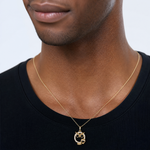14K Polished Black and White CZ Mommy and Baby Owl Pendant - Model Shot