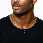 14K Polished CZ Dog Bone Pendant - Model Shot