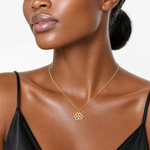 14k Polished CZ Paw Print Pendant - Model Shot