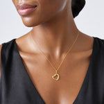 14k Polished CZ Fancy Open Heart Pendant - Model Shot