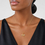 14k Polished and Beaded CZ Dragonfly Pendant - Model Shot