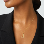 14KY Script Letter S Initial Pendant with Diamond - Model Shot