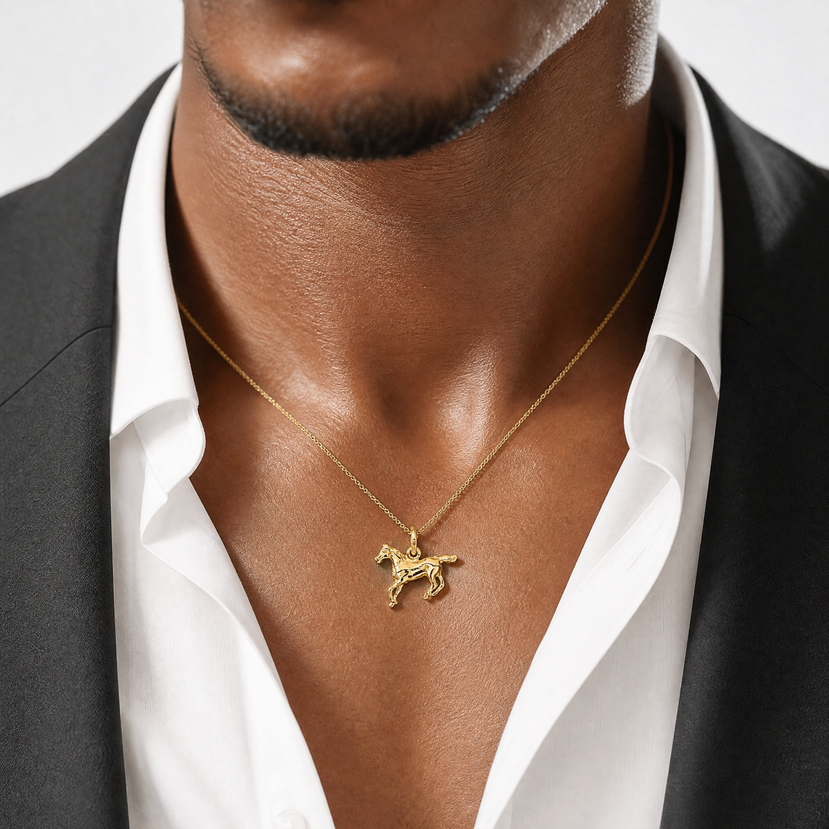 14k Polished Horse Charm - Model Shot