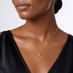 14K Polished and Textured Open Heart Pendant - Model Shot