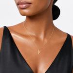 14k Small Slanted Block Letter P Initial Charm - Model Shot