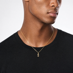 14k Small Slanted Block Letter S Initial Charm - Model Shot
