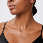14K White Gold Small Slanted Block Letter I Initial Charm - Model Shot