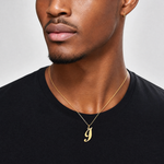 14K Small Fancy Script Letter I Initial Charm - Model Shot