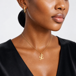 14K Small Fancy Script Letter L Initial Charm - Model Shot