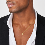 14k Small Script Letter A Initial Charm - Model Shot