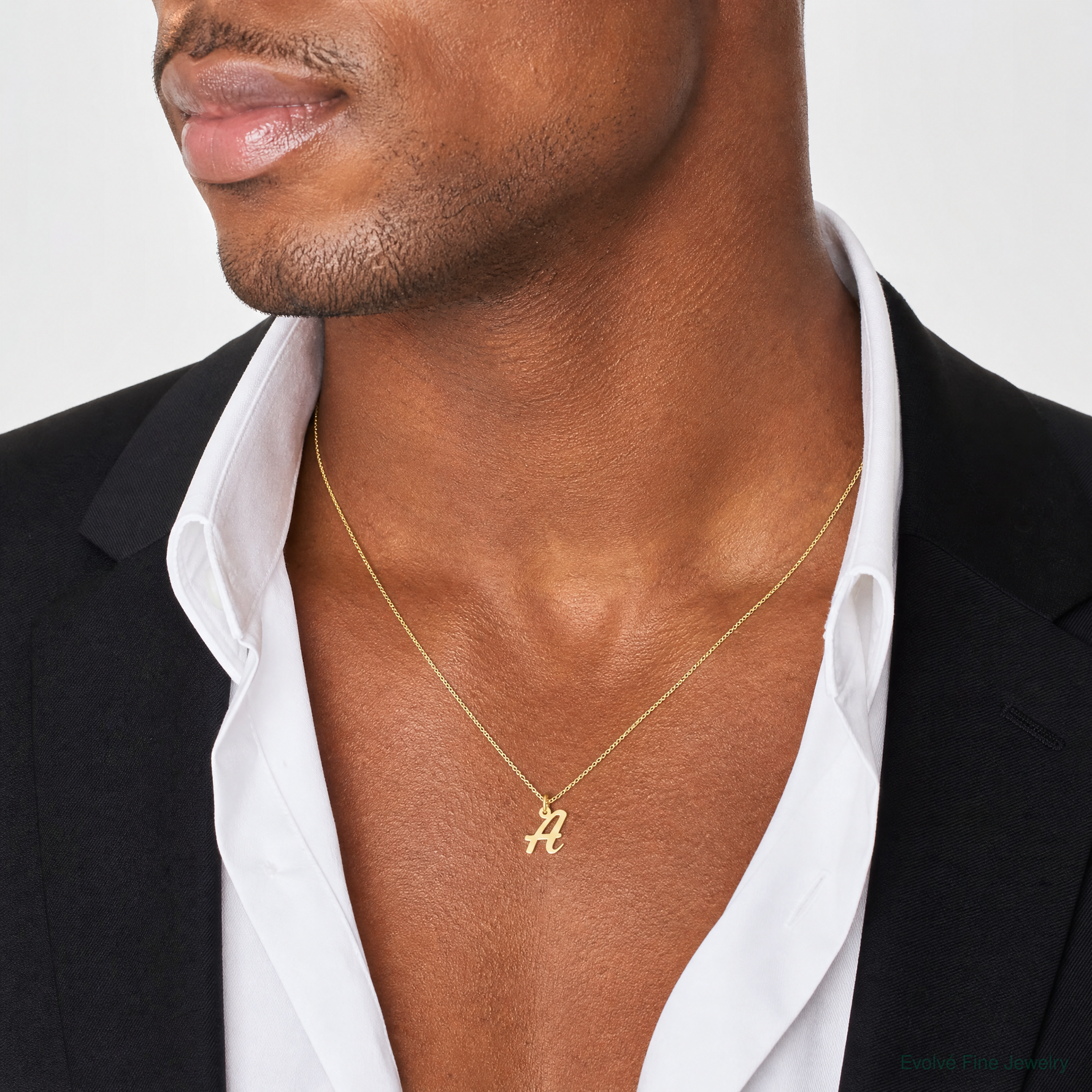 14k Small Script Letter A Initial Charm - Model Shot