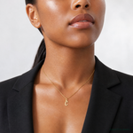 14k Small Script Letter C Initial Charm - Model Shot