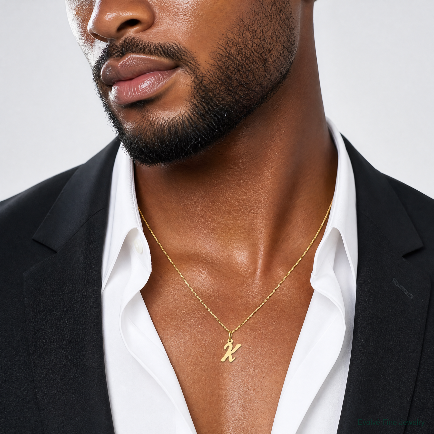 14k Small Script Letter K Initial Charm - Model Shot