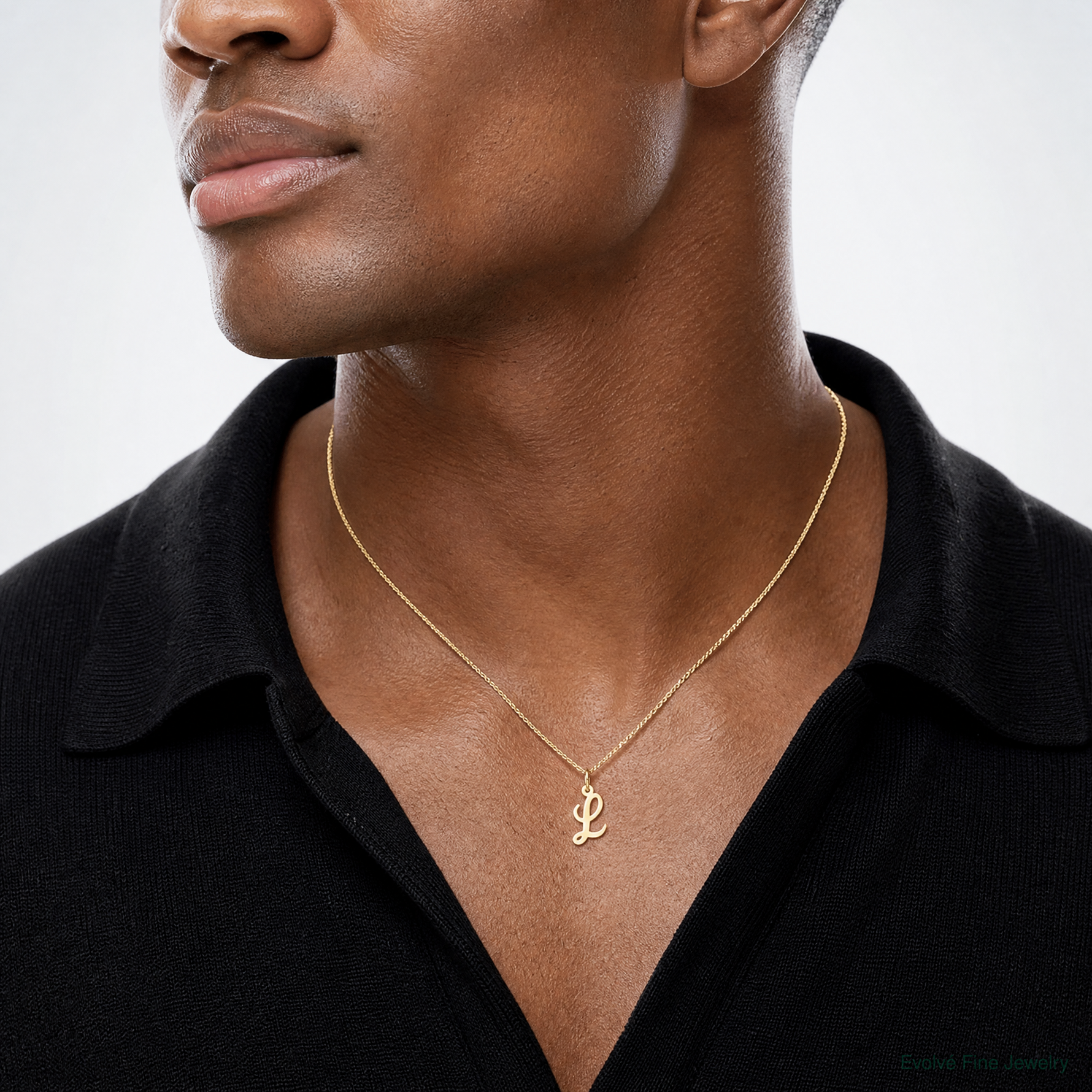 14k Small Script Letter L Initial Charm - Model Shot