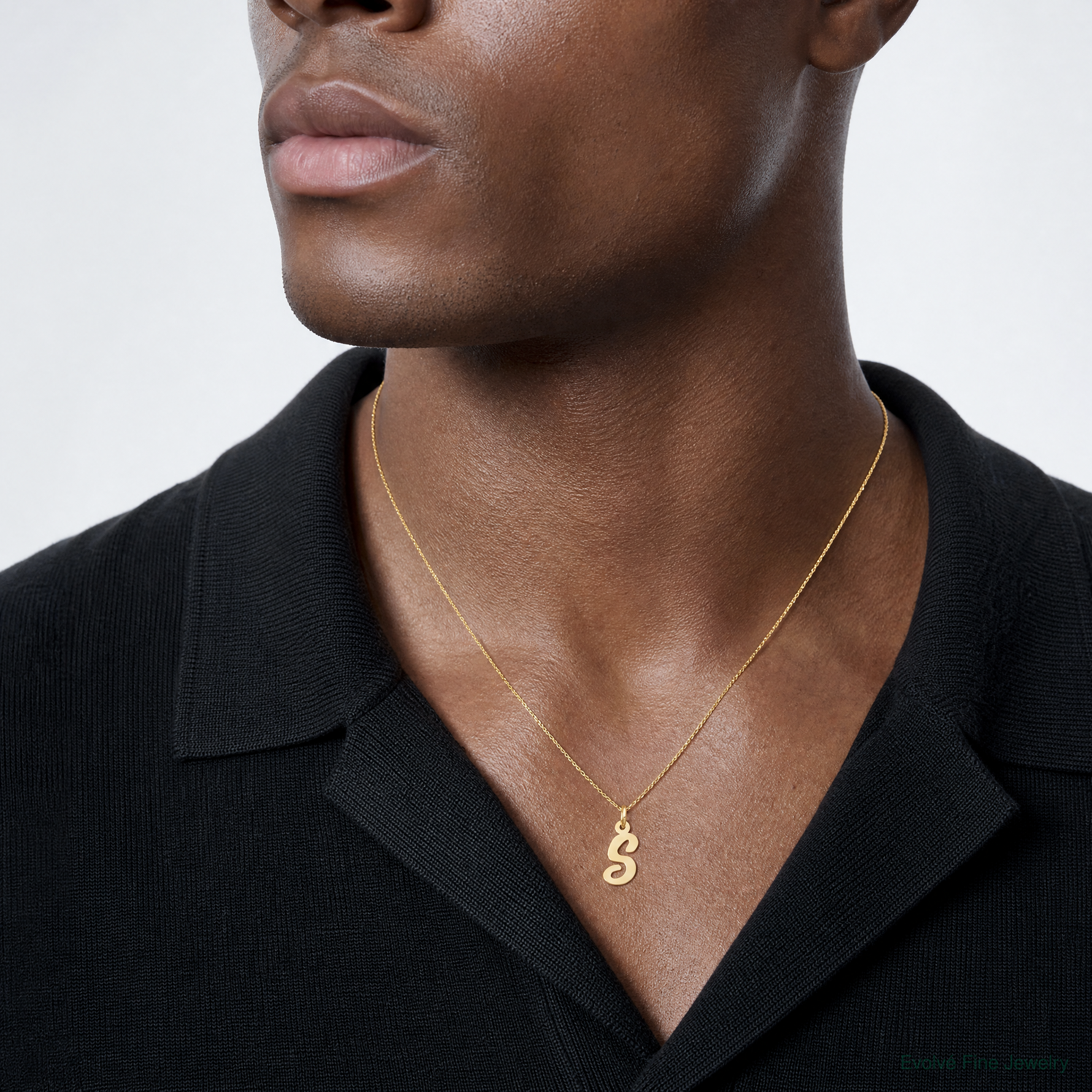 14k Small Script Letter S Initial Charm - Model Shot