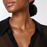 14k Small Script Letter T Initial Charm - Model Shot