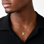14k Small Script Letter V Initial Charm - Model Shot