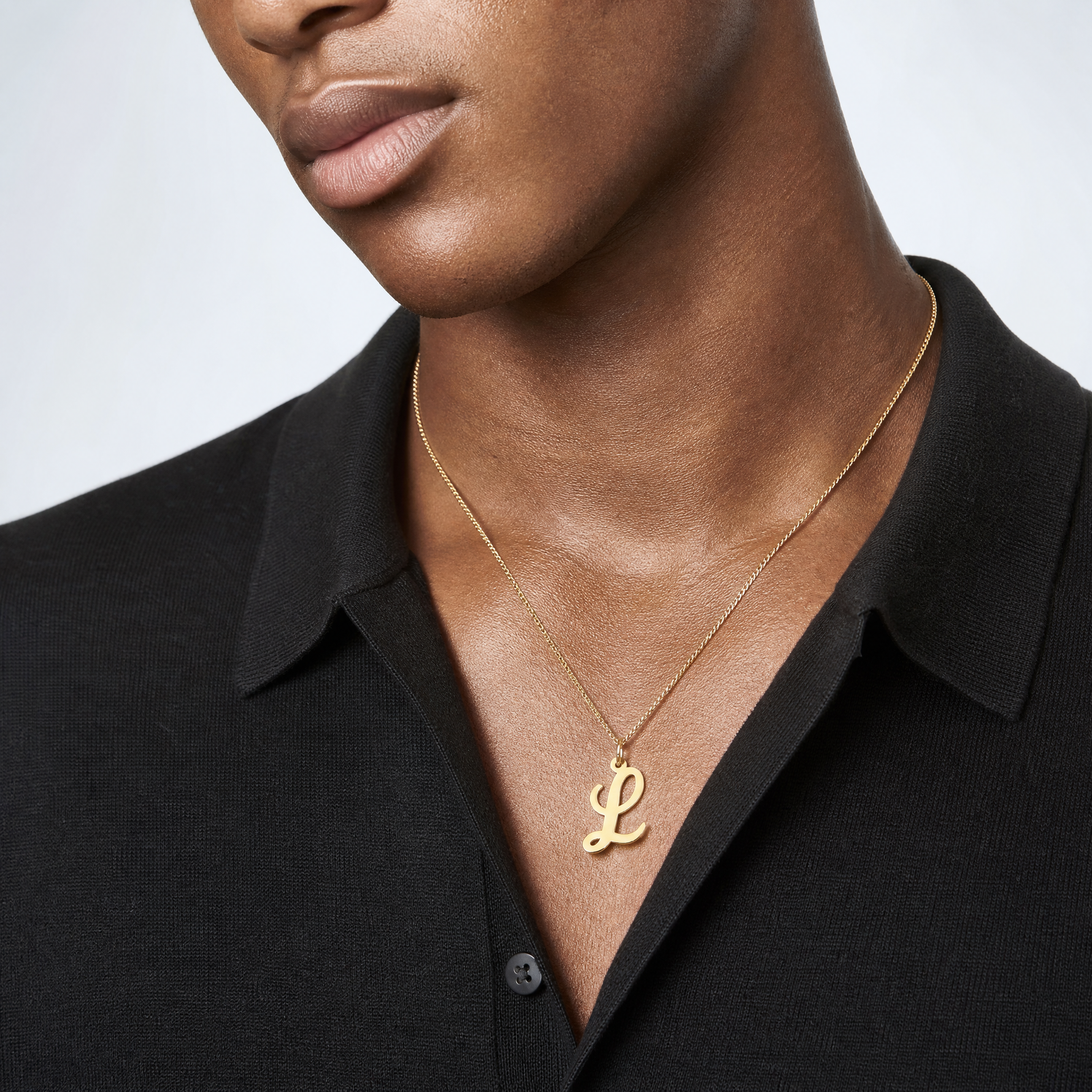 14k Medium Script Letter L Initial Charm - Model Shot