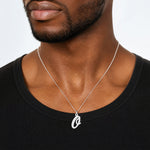 14k White Gold Medium Script Letter O Initial Charm - Model Shot