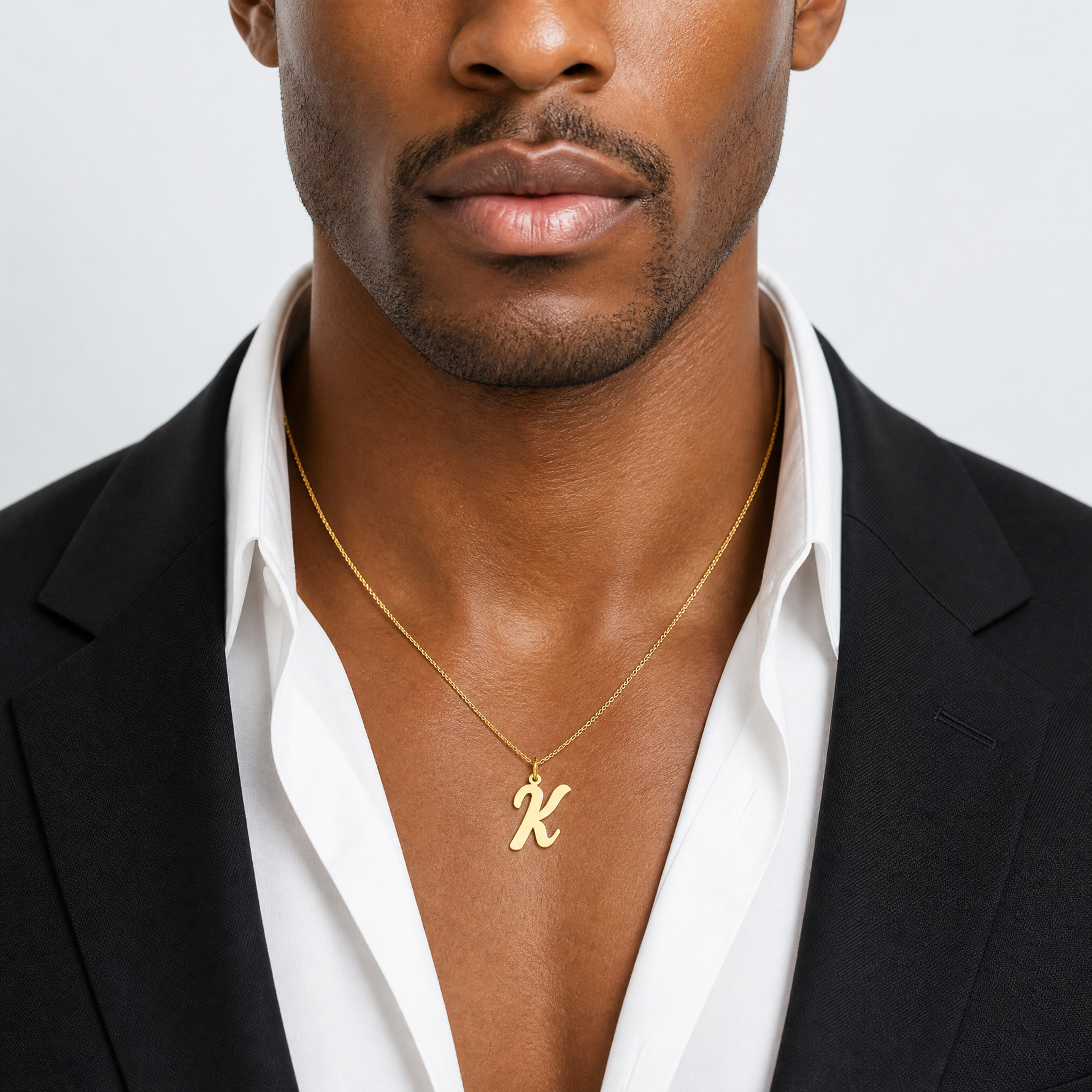 14k Large Script Letter K Initial Charm - Model Shot