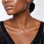 14k Small Block Letter K Initial Charm - Model Shot