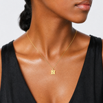 14k Small Block Letter N Initial Charm - Model Shot