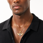 14K and White Rhodium Polished Hearts w/ Wings Pendant - Model Shot