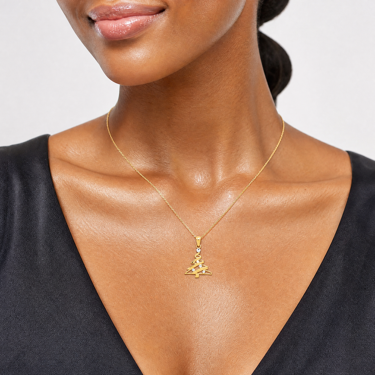 14k w/Rhodium Christmas Tree Pendant - Model Shot