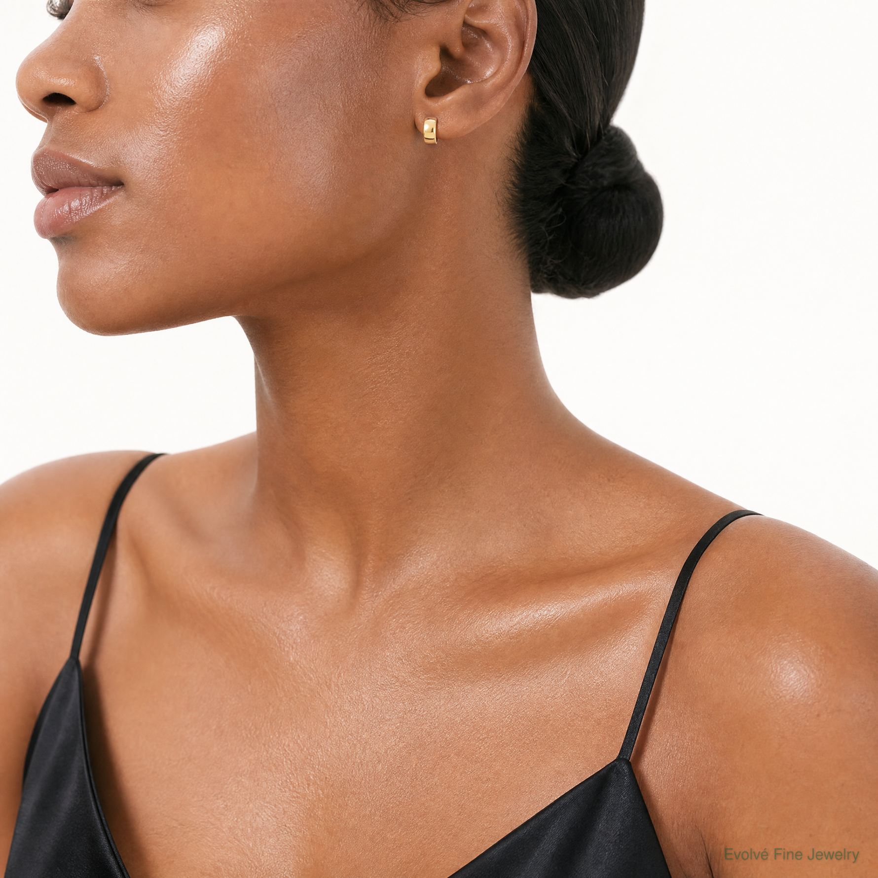 14k Polished Fancy Post Earrings - Model Shot